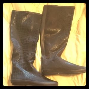 Henry Ferrera Brown Faux Snake Skin Rain Boots